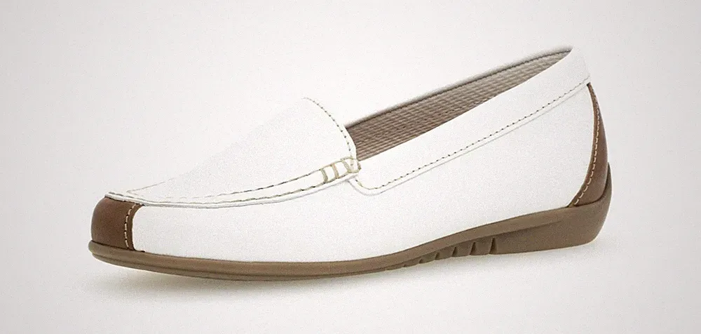 Gabor Loafer Slipper Trotteur Mokassin weiß braun Leder Einlagen schmal