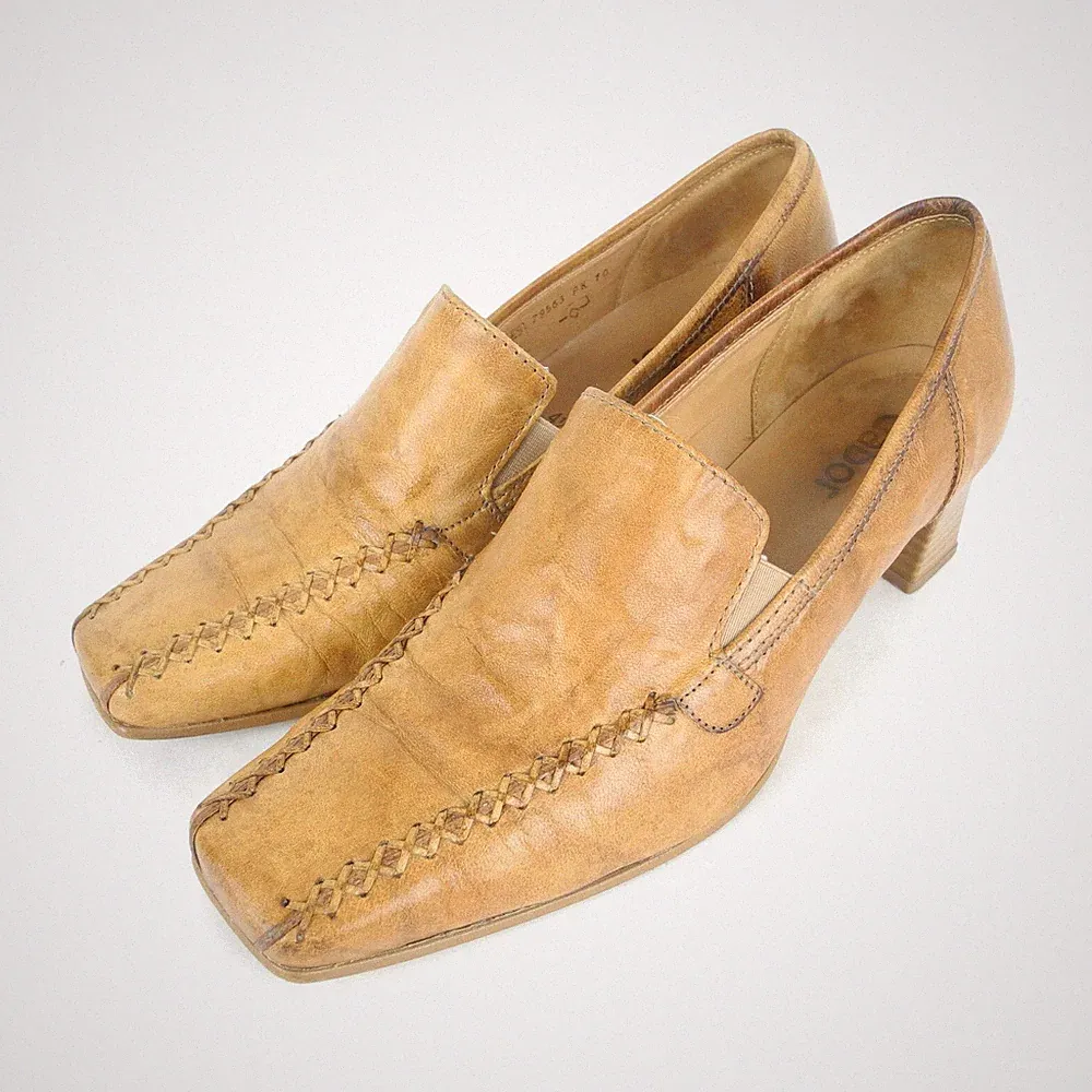 GABOR Pumps Loafer Damen EU 37.5 UK 4.5 Leder Mokassin-Stil Boho