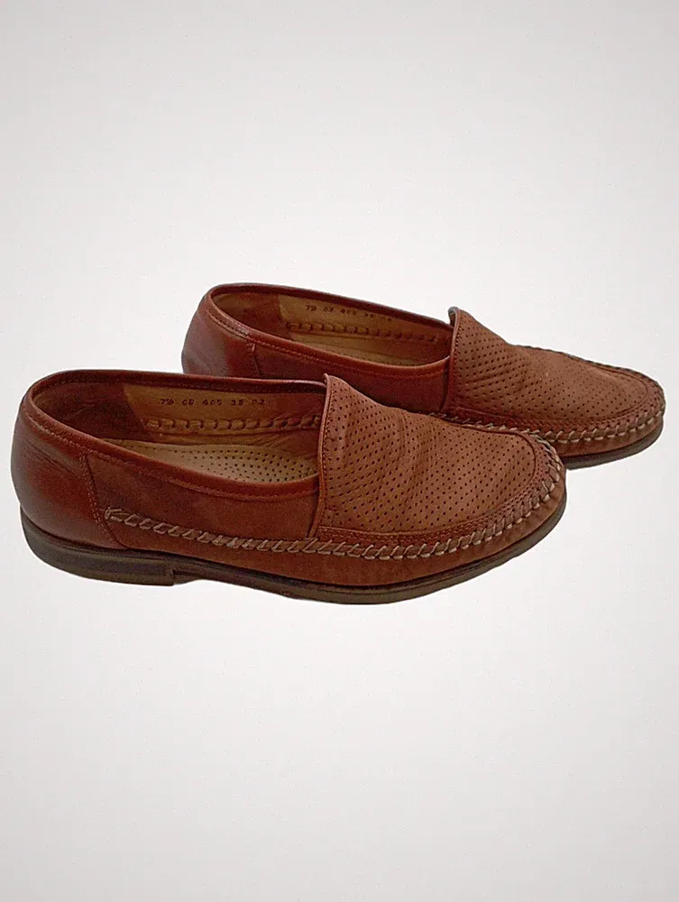 Gallus Fashion Loafer Slipper Herrenschuhe Braun Leder Perforiert Gr. 40.5