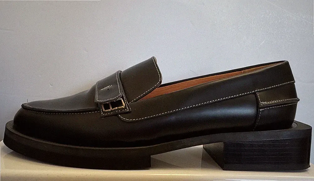 GANNI Schwarze Leder Loafer Mit Schmuckbesatz Mokassins Für Damen UK 6 EU 39