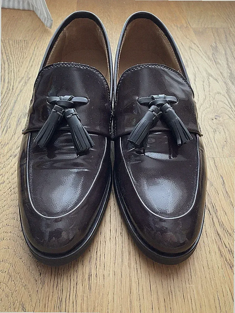 Grau Loafer mit Quasten