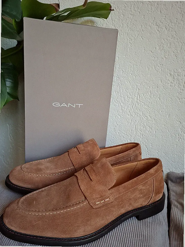 Gant Loafer Slipper Halbschuhe Gr.45 Leder cognac neuw.