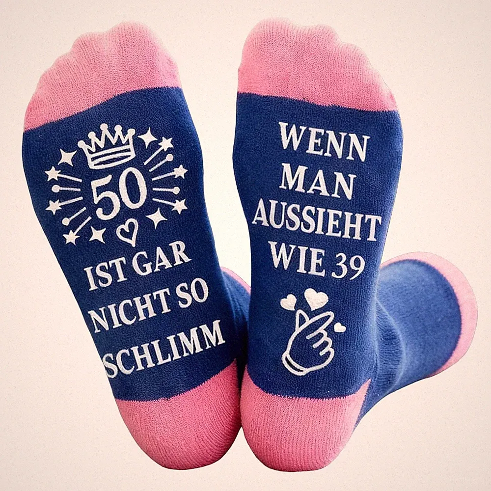 Geburtstag Socken Damen 40 50 60 Jahre Baumwolle Herz Geschenk lustig warm