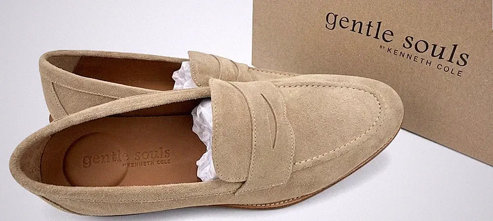 Gentle Souls by Kenneth Cole Sand Suede Loafers Homme Cuir Herren Leder