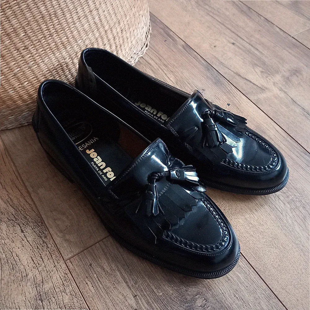 Georges handgefertigte Vintage schwarz Leder Quaste Halbschuhe Mokassins Herren UK Größe 8