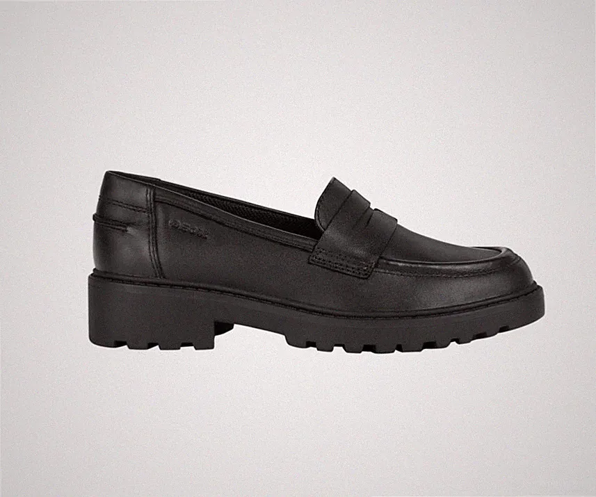 Geox Casey Halbschuhe Mädchen Schulschuhe in Schwarz Leder (J3620C)