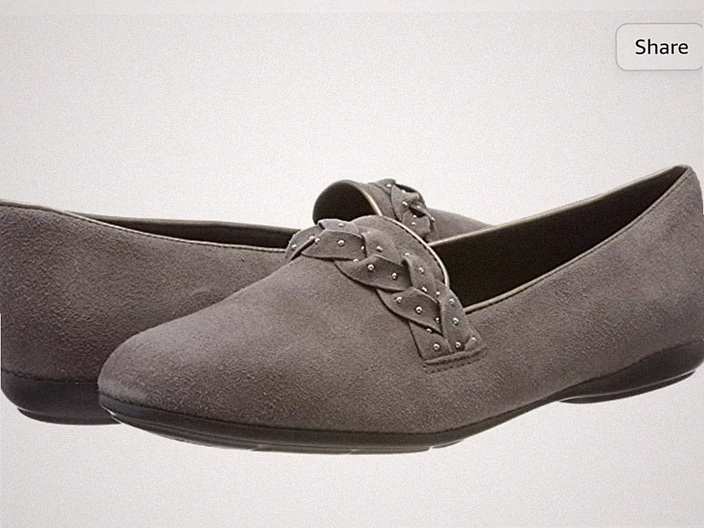 Geox Damen Annytah Ballerina Premium Wildleder Schuh / Halbschuh Grau UK 3 EU 36 NEU