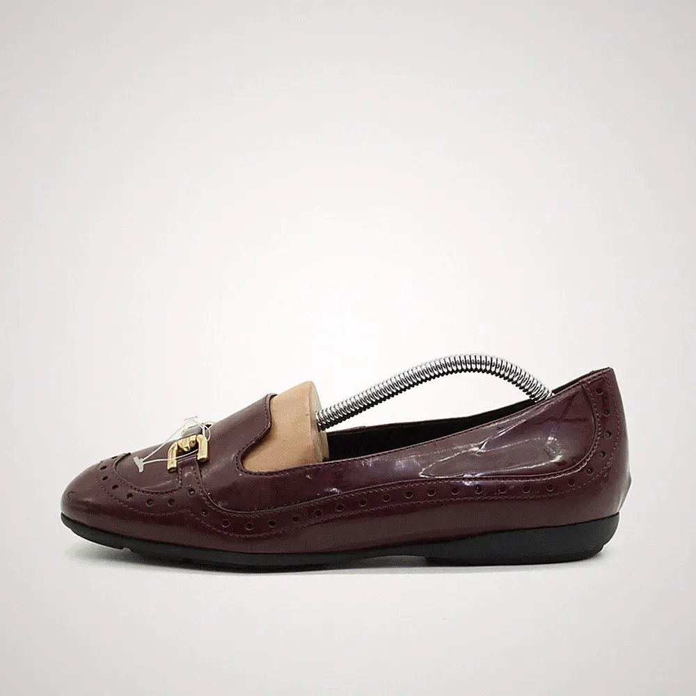 Geox Damen Loafer Slipper dunkelrot Leder Niedrig Atmungsaktiv Respira EU 39