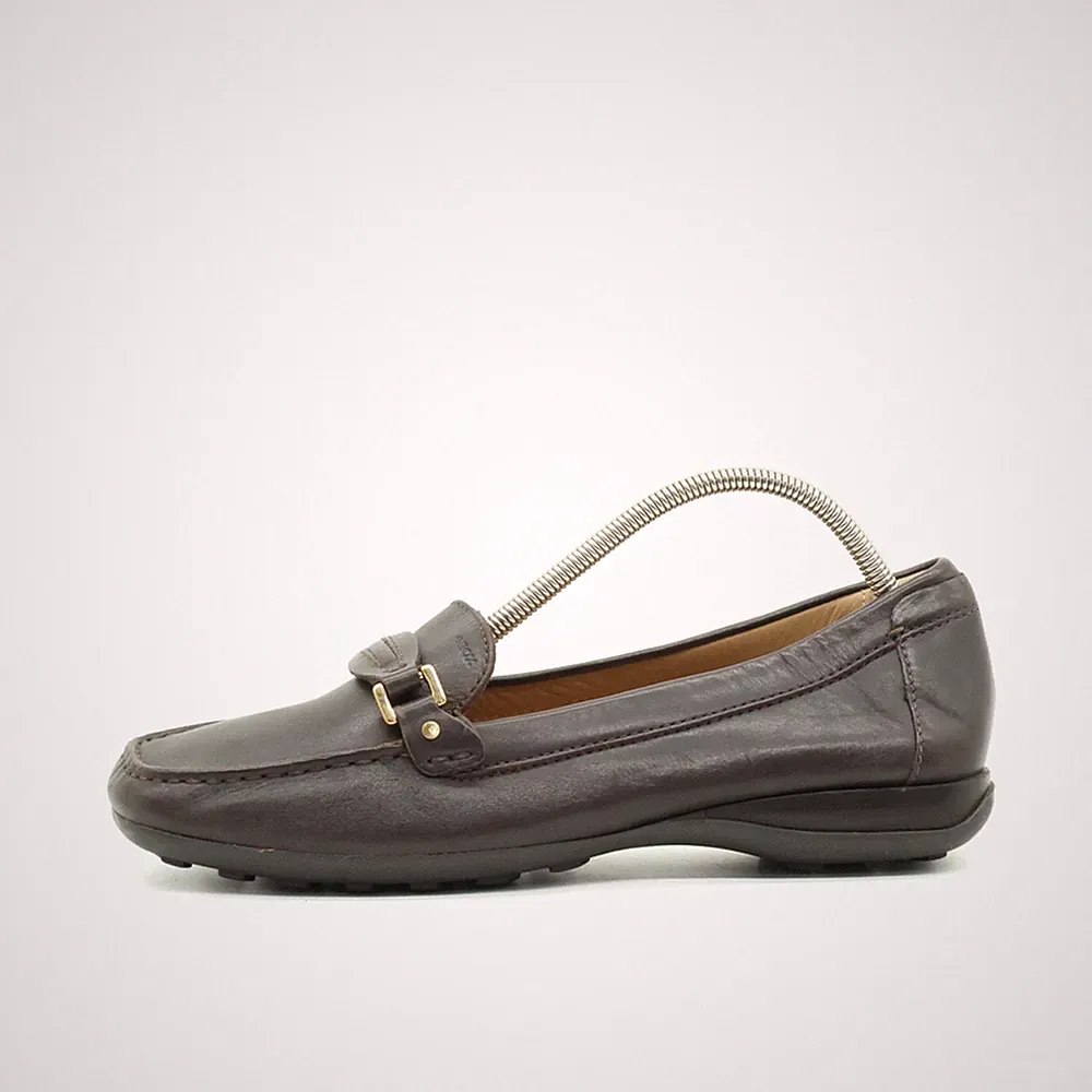 Geox Damen Mokassins EU 37,5 D5443A Braun Leder Niedrig Atmungsaktiv Loafer