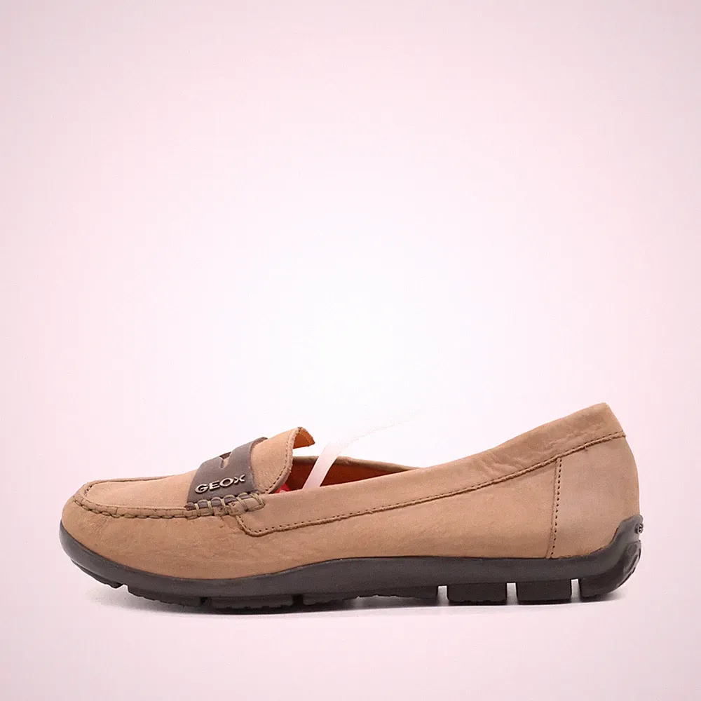 Geox Damen Mokassins EU 37 Respira Mokassin beige braun Penny Loafer