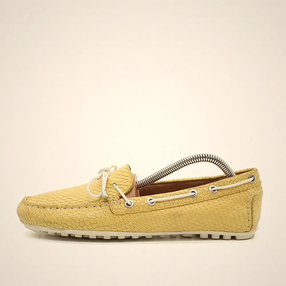 Geox Damen Mokassins EU 38 9075 Gelb Leder Niedrig Atmungsaktiv Respira Loafer