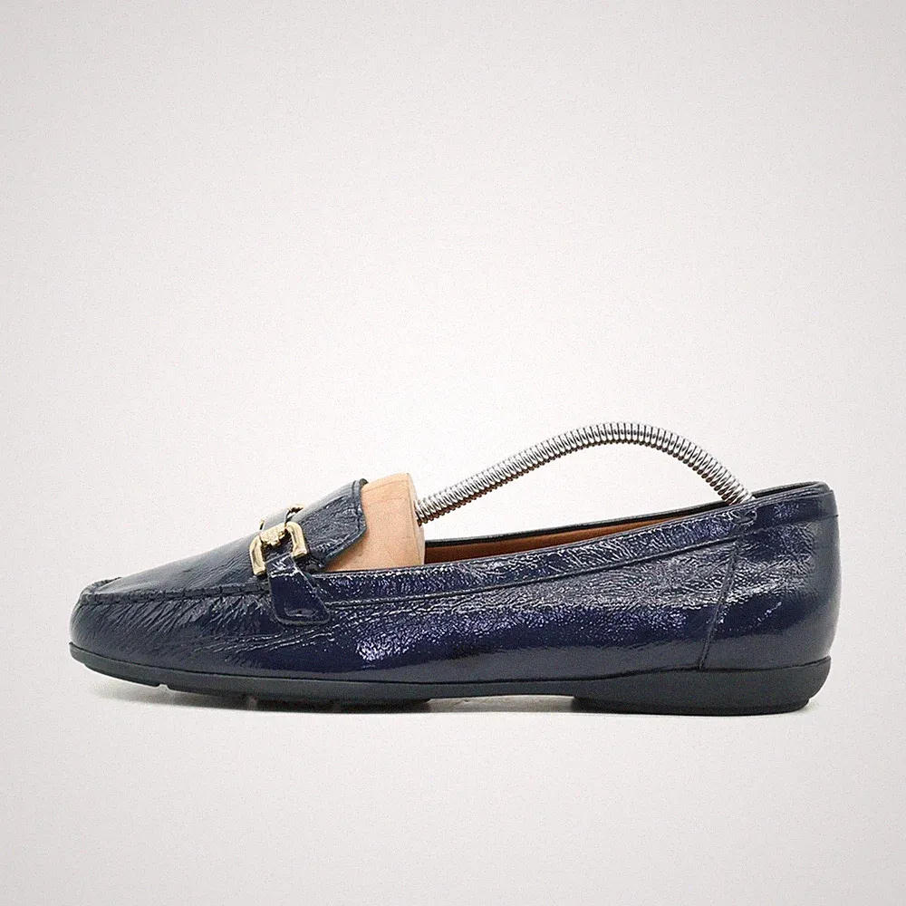 Geox Damen Slipper EU 40 Respira D8484A dunkelblau Leder Low-Top Loafer