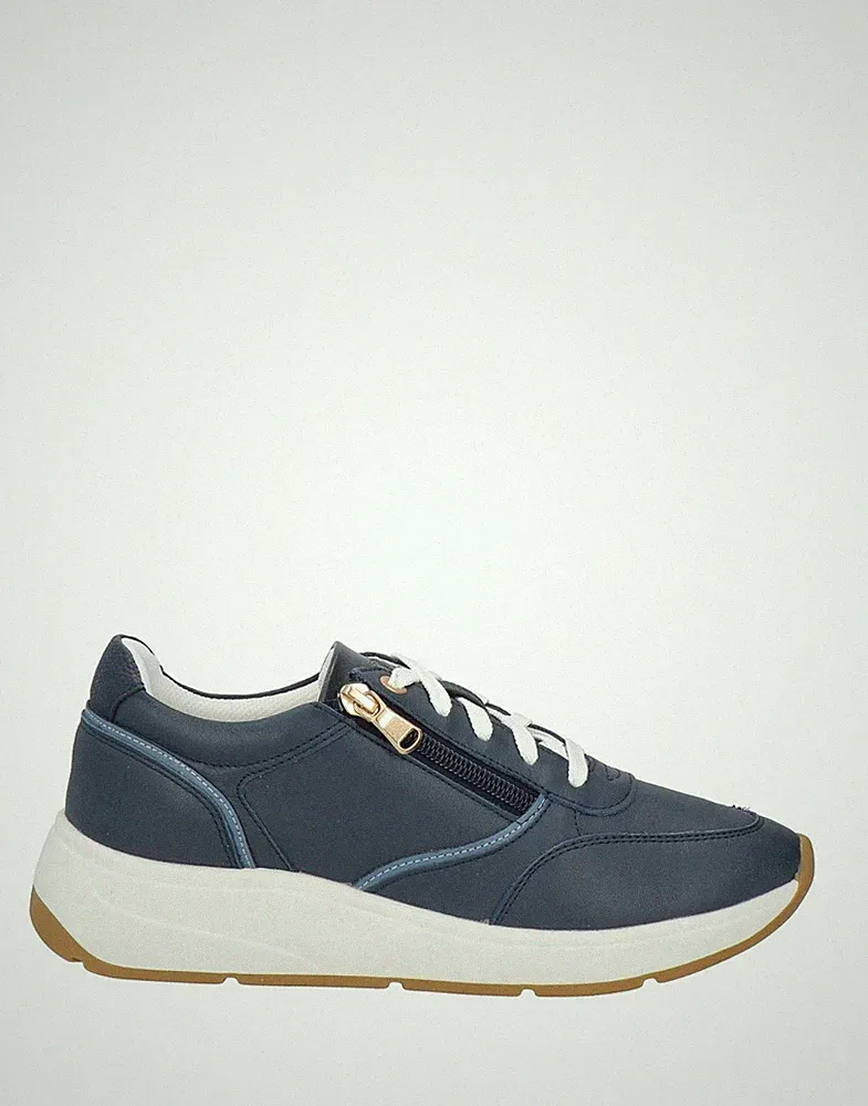 GEOX DAMEN SNEAKER LEDER MARINEBLAU Gr. 37 - HALBSCHUHE LEDER SCHUHE BLAU MARINE UK 4