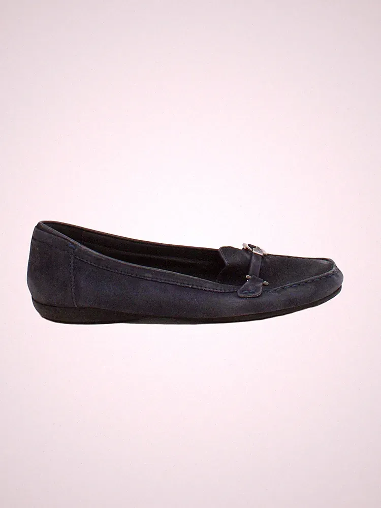 Geox flache Damenschuhe UK 5,5 blau 100 % Wildleder Halbschuh