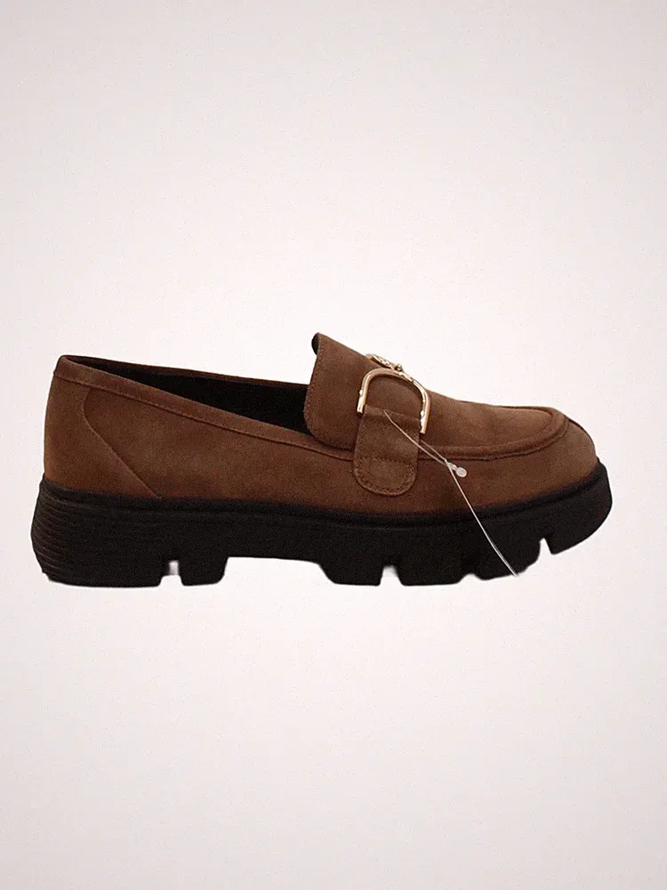 Geox flache Damenschuhe UK 7 braun 100 % Wildleder Halbschuh