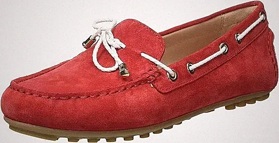 GEOX GR 3 3,5 36 36,5 D LEELYAN C ROT WEISS ECHT WILDLEDER FLACHE HALBSCHUHE SCHUHE
