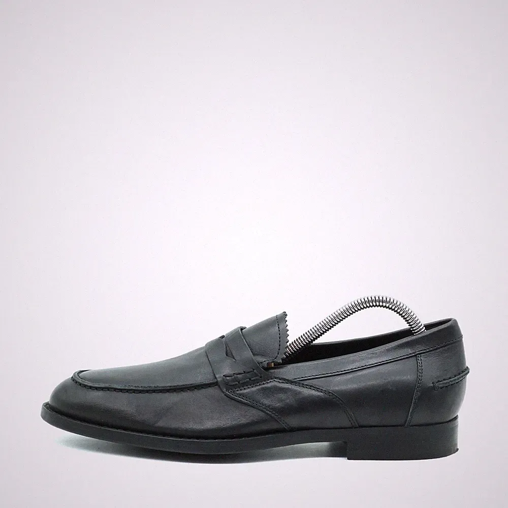 GEOX Herren 481U62E30 Slipper Schwarz Leder Herrenschuhe Loafer EU 40