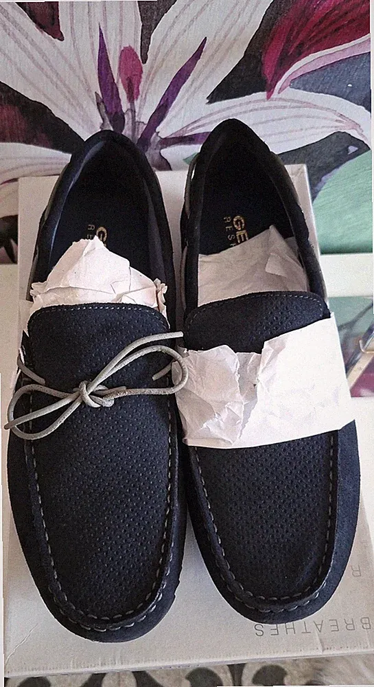 GEOX Herren Halbschuhe Wildleder blau perforiert - Größe 44