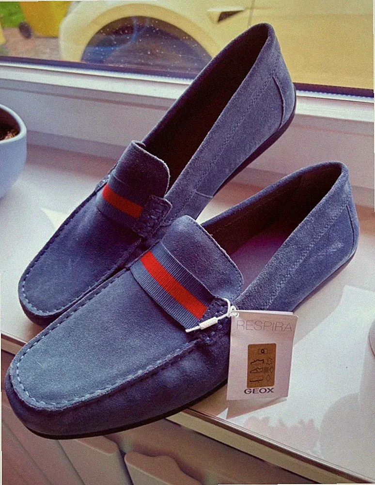 Geox Herren Loafer Schuhe Gr. 45 Blau Rot