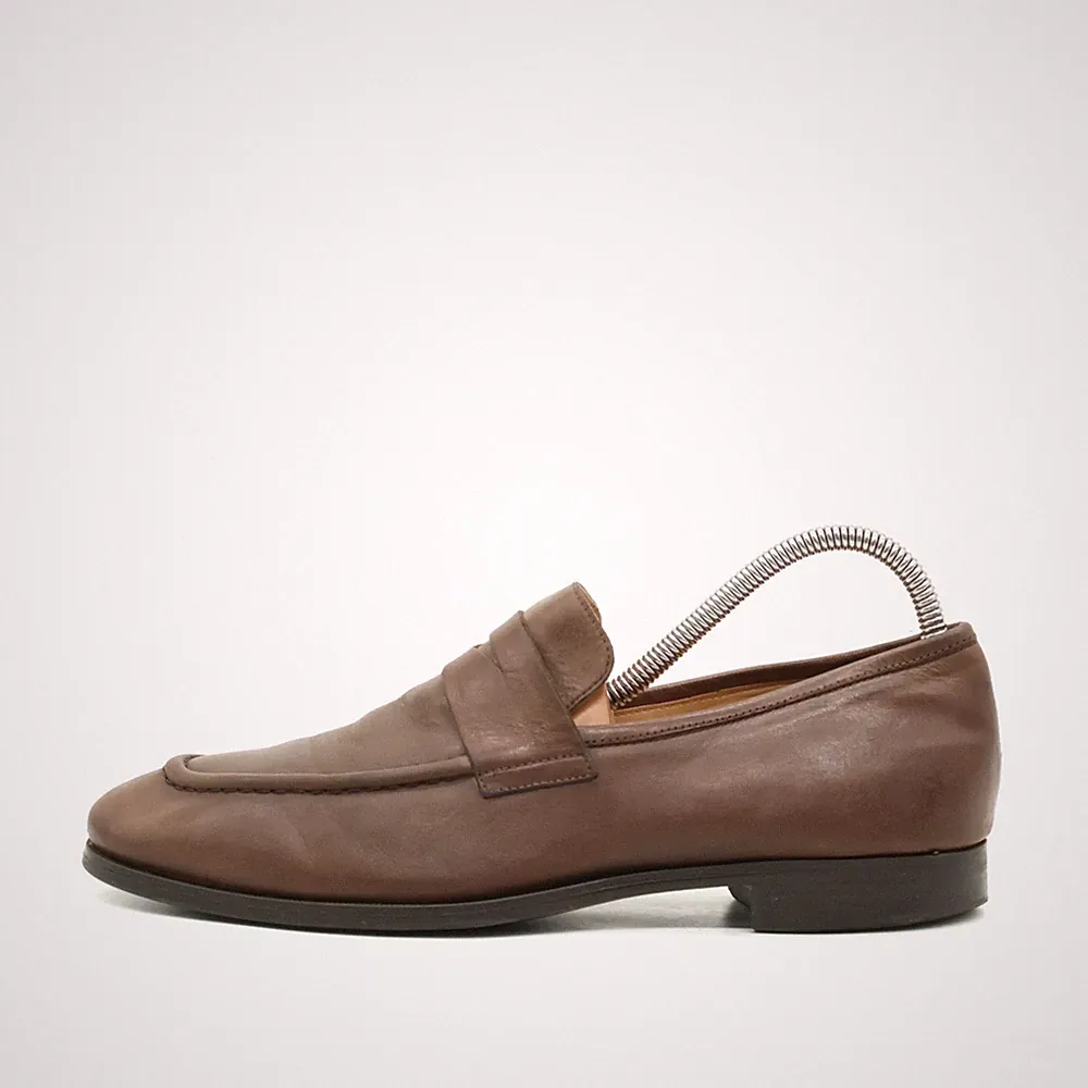 GEOX Herren Slipper EU 41.5 U6415A Braun Leder Italian Patent Loafer