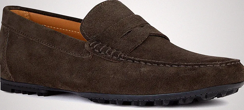 Geox Kosmopolis + Grip Herren UK 7,5 EU 41,5 DK Braun Wildleder Mokassin Loafer Schuhe