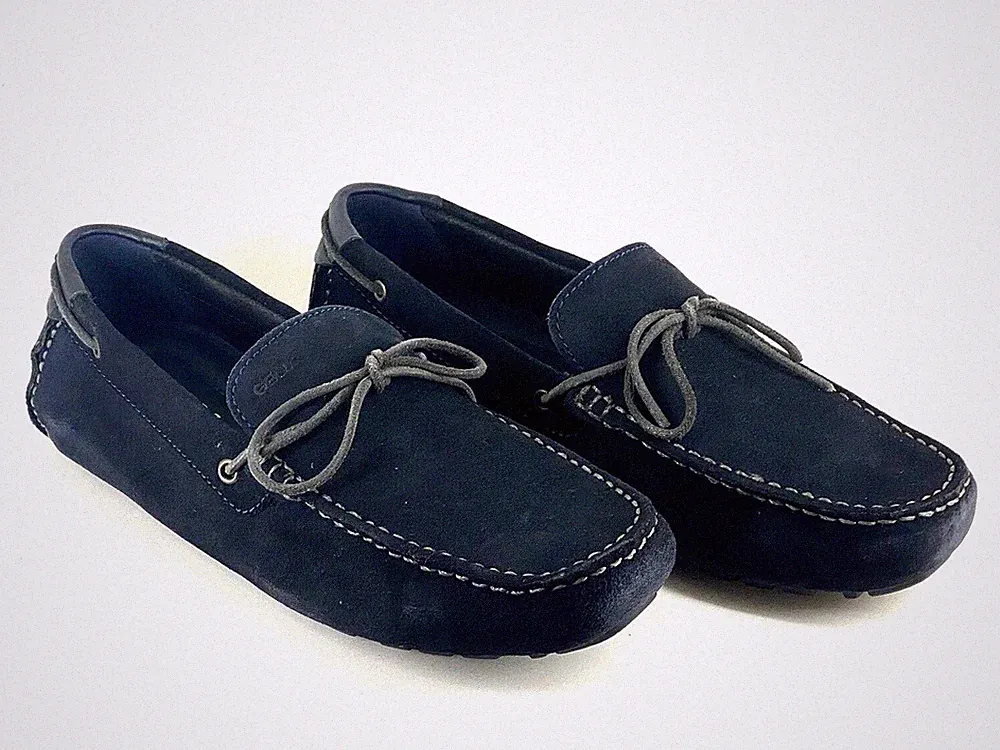 Geox Melbourne Herren UK 6,5 EU 40 Navy Blau Wildleder Mokassin Halbschuh Fahrschuhe