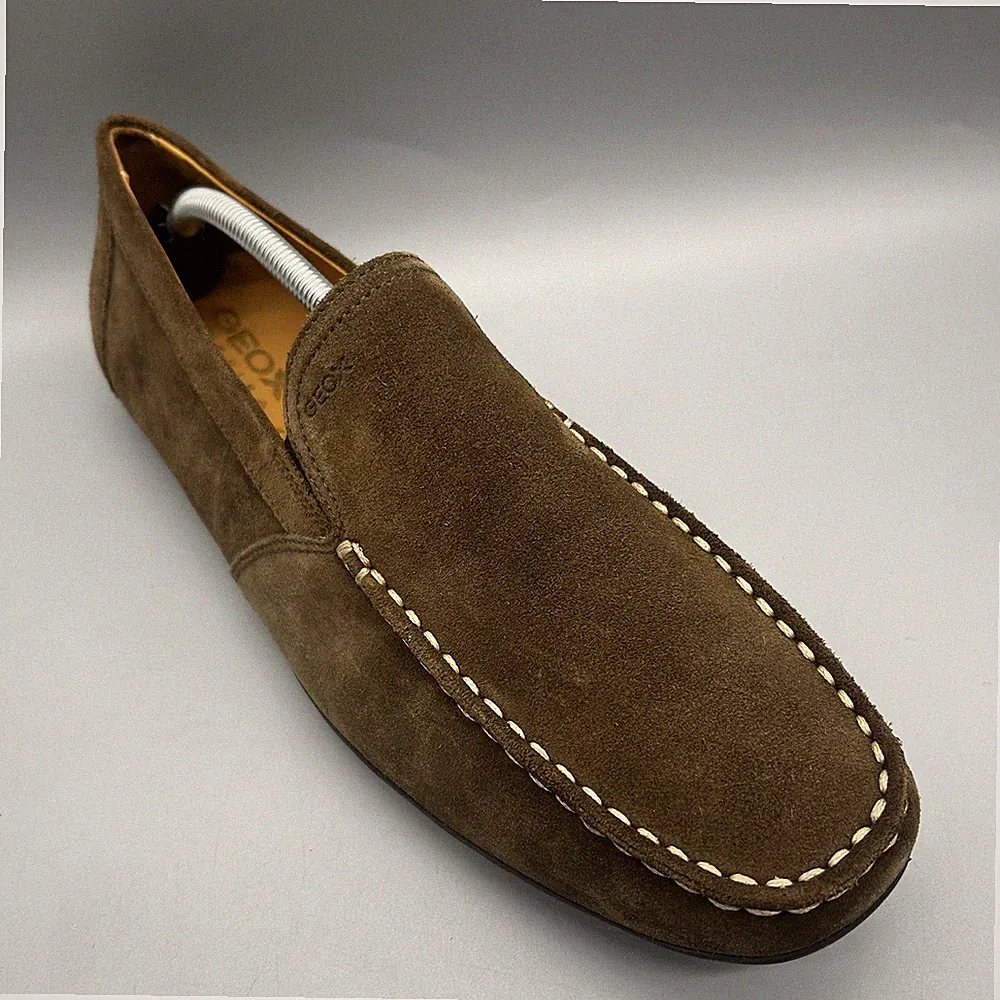 Geox Monet Halbschuhe Schuhe Olivgrün Braun Wildleder Leder Herren Uk 11,5