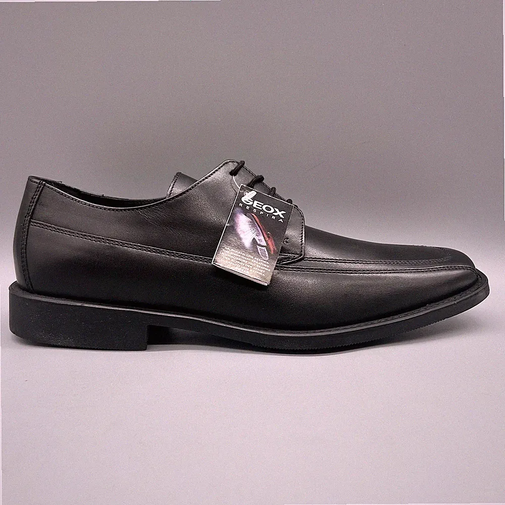 Geox Provider Glattleder Schwarz Schnürschuhe Eckige Zehe Herren UK 9 EU 43