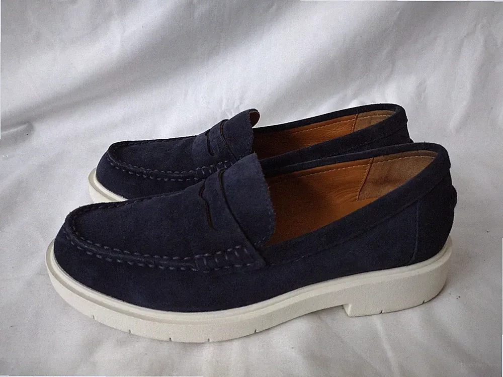 Geox Respira Blue Suede Penny Loafer Schuhe EU 38,5 / UK 5,5 sehr guter Zustand