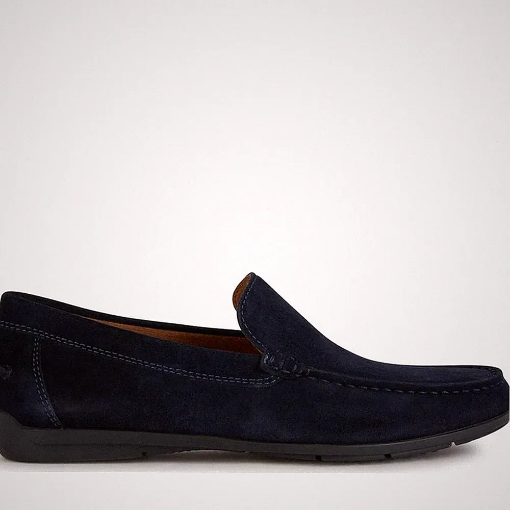 Geox Siron Herren Blaue Leder Loafer Freizeit U32Q3A00022C4002