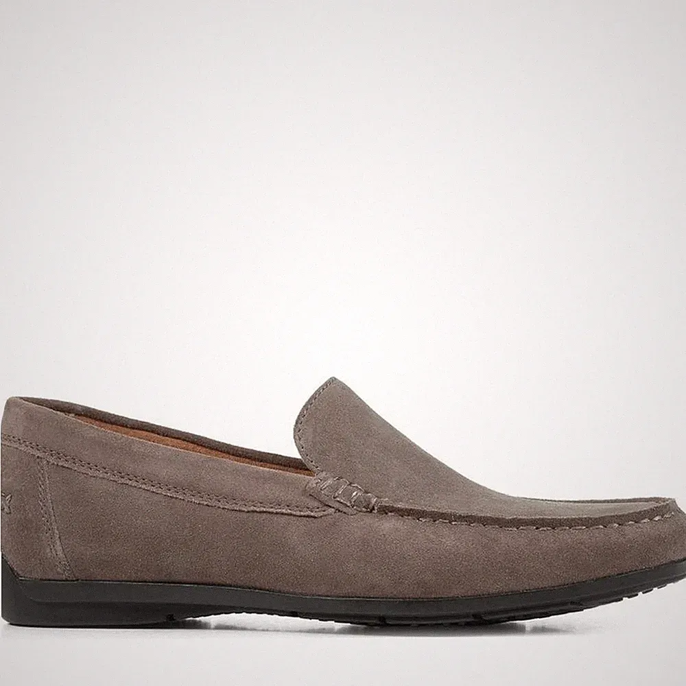 Geox Siron Herren Graue Leder Loafer Freizeit U32Q3A00022C1018