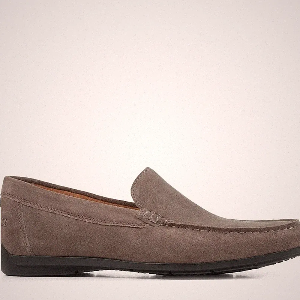 Geox Siron Herren Graue Leder Loafer Freizeit U32Q3A00022C1018