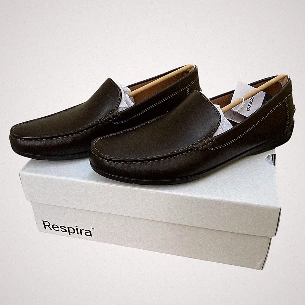 GEOX Siron Ledermokassin Herren Mokassin Schuhe Coffee Gr. 45 - Neuware