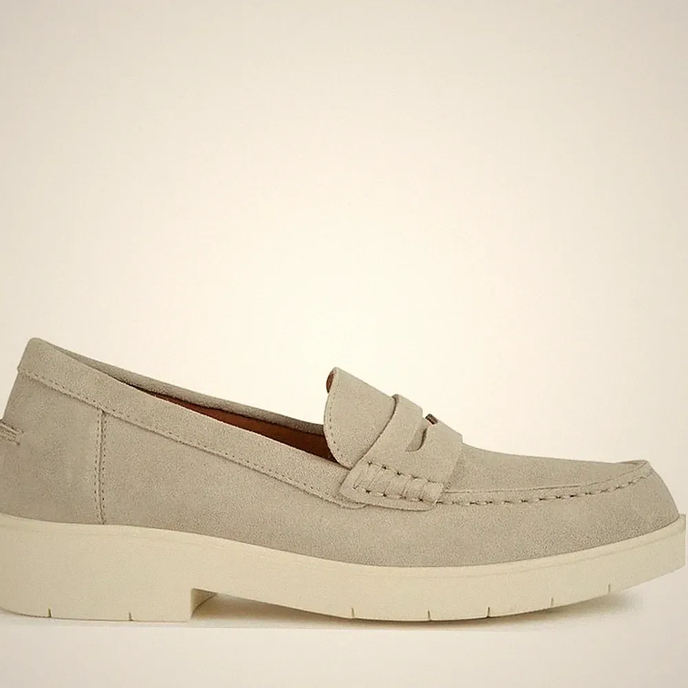 Geox Spherica EC1 Damen Graue Leder Loafer Freizeit D25QRA00022C1010