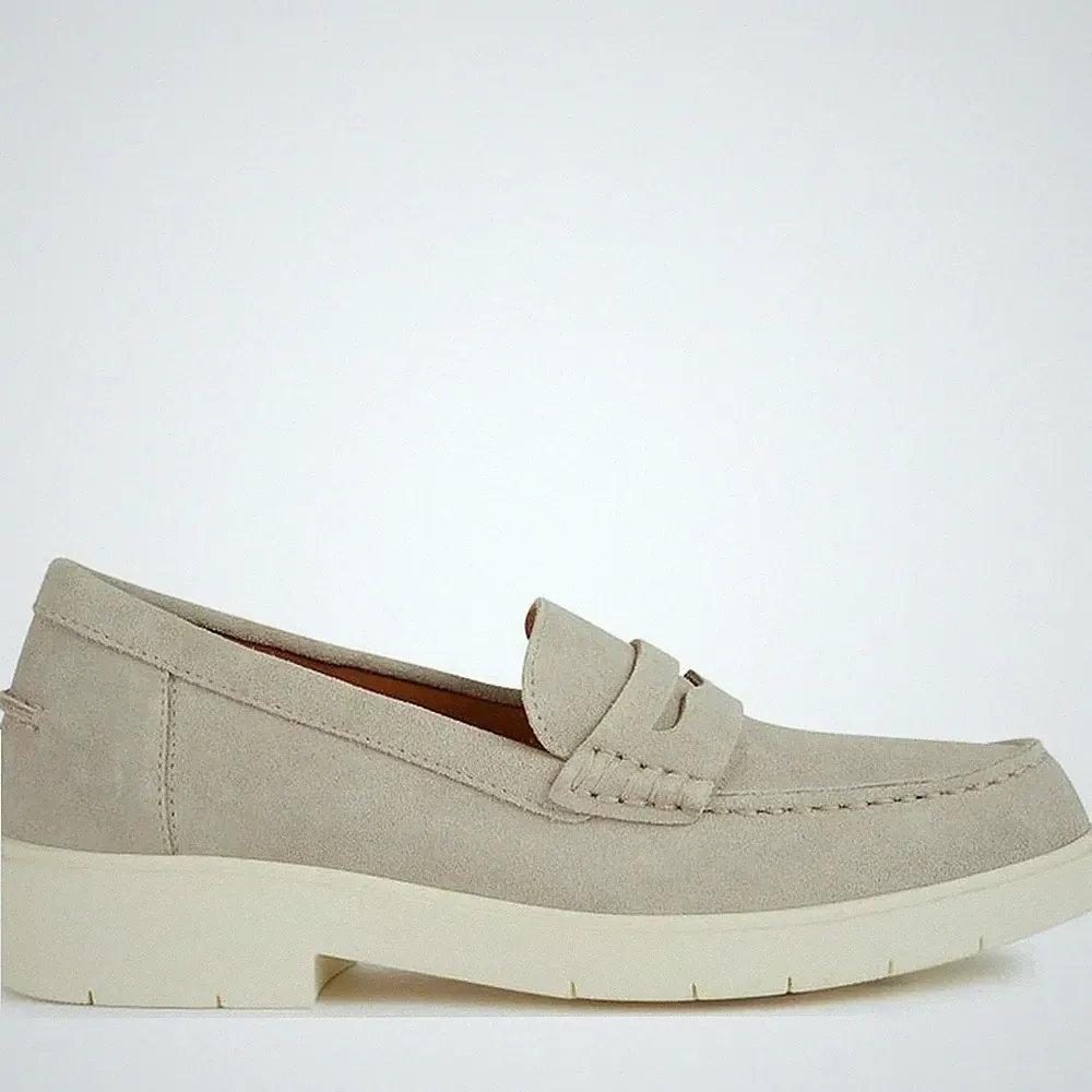 Geox Spherica EC1 Damen Graue Leder Loafer Freizeit D25QRA00022C1010