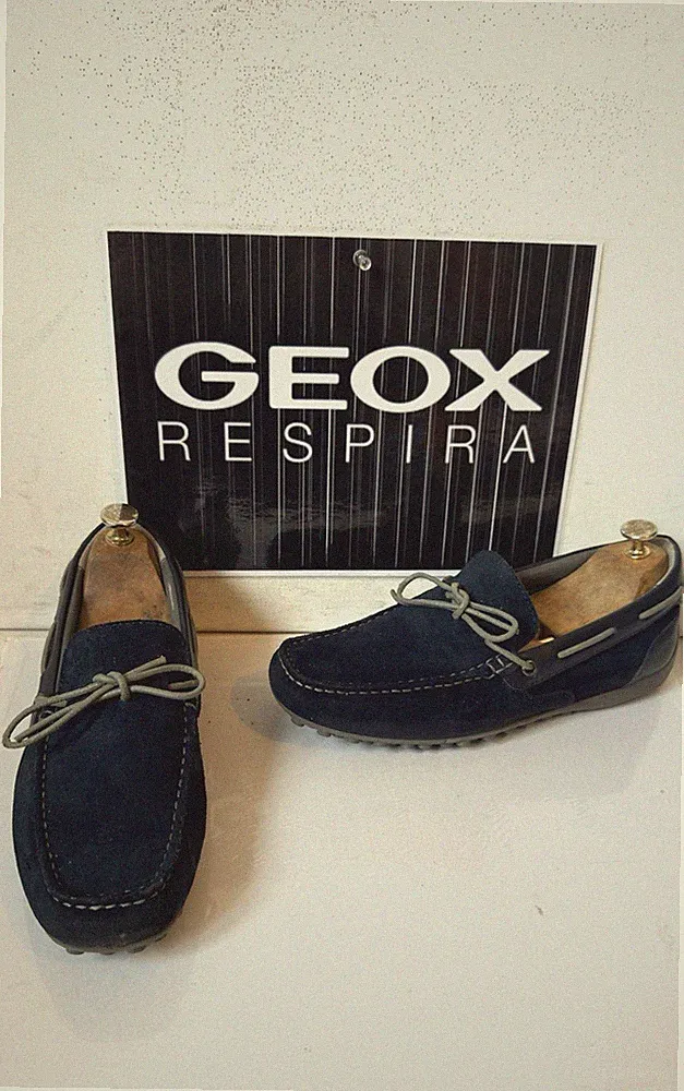 Geox Uomo Mocassino Navy Leder Schuhe Größe UK 7,5 EU 41,5