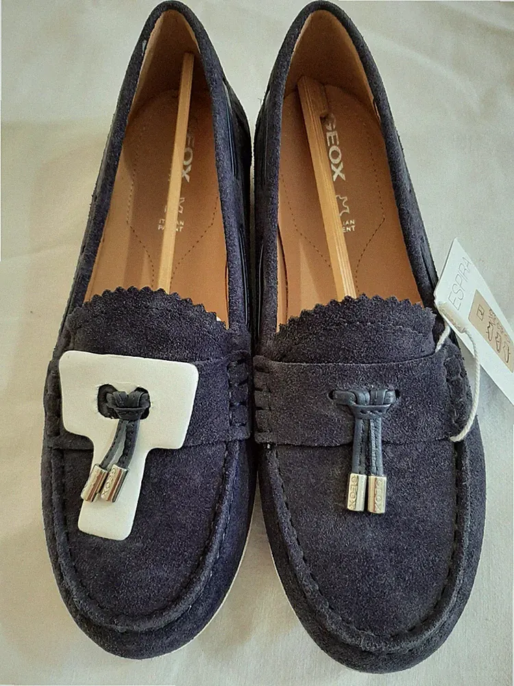GEOX Vega Moc 36 Damen Halbschuhe Navy Blau Wildleder Neu im Karton Women Loafers Suede