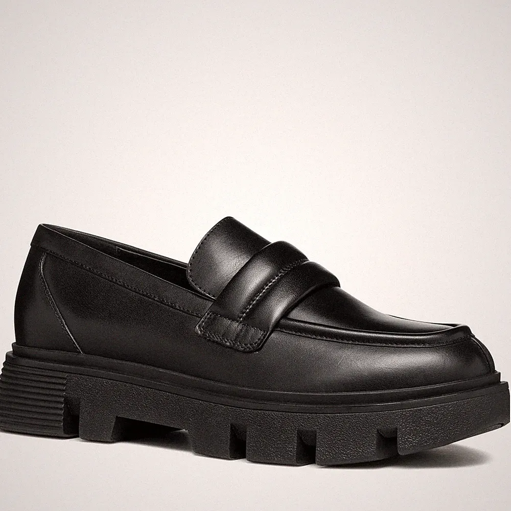 Geox Vilde Damen Schwarze Leder Loafer Freizeit D46UAC00043C9999