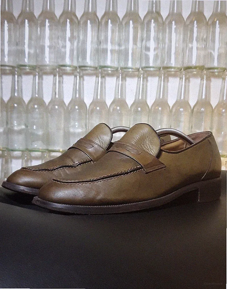 Gerst Design Echtleder Vintage Penny Loafer / Retro Herrenschuhe / Größe 42