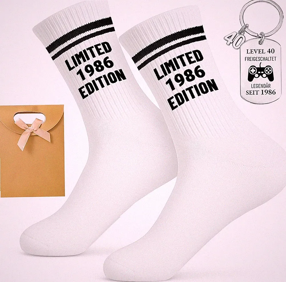 Geschenk 40 Geburtstag Mann Set - Limited 1986 Edition Socken Eu 38-45