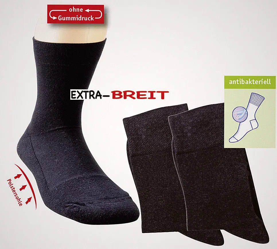 Gesundheits-Socken, mit Polstersohle Wellnesssocken extra Breit