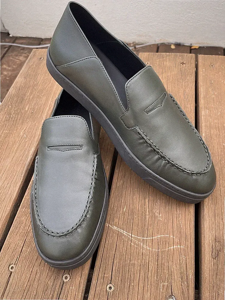 Giorgio Armani Leder Mokassins In Olivgrün Neu Gr 43 Made In Italy