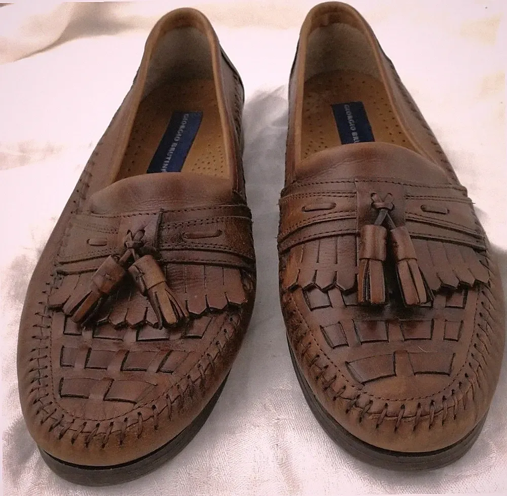 Giorgio Brutini Brown Loafer with Tassels Men's 8 Leather Brazil Club House
