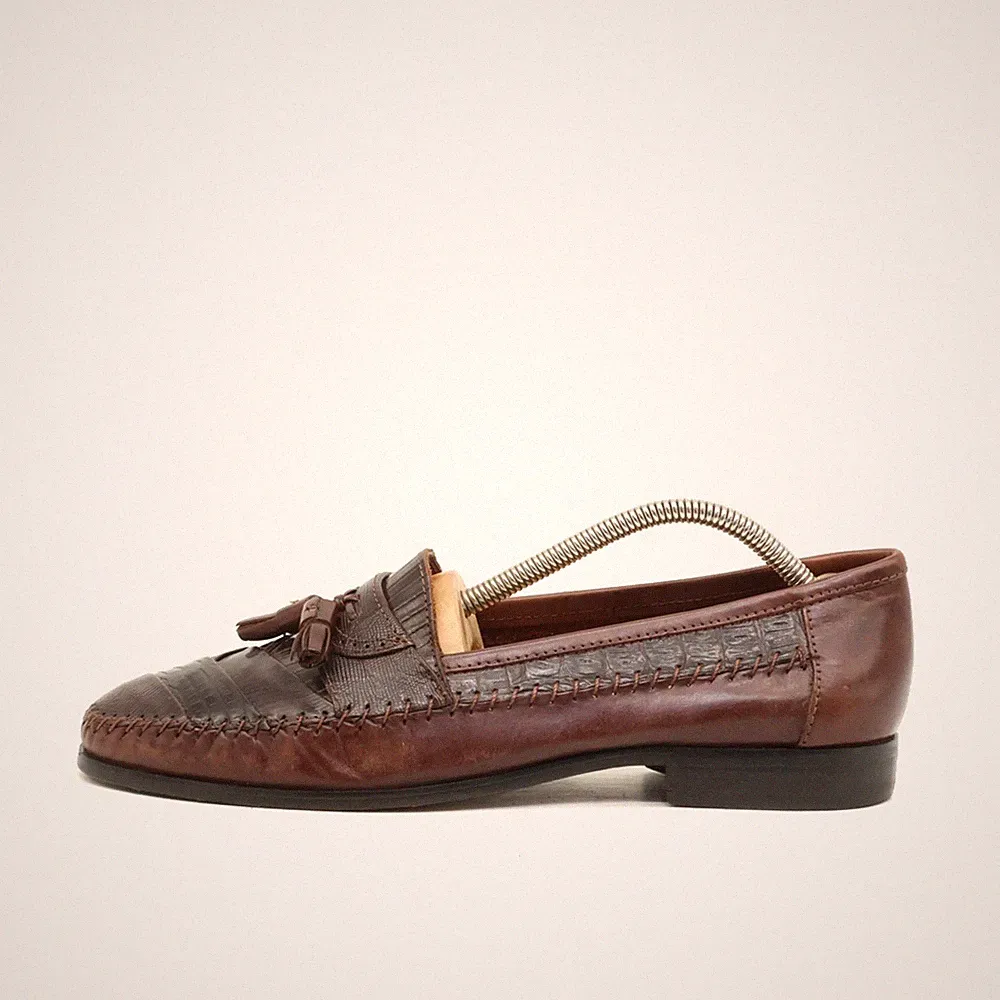 Giorgio Brutini Herren Le Glove Slipper Braun Echtleder Details Loafer EU 41,5