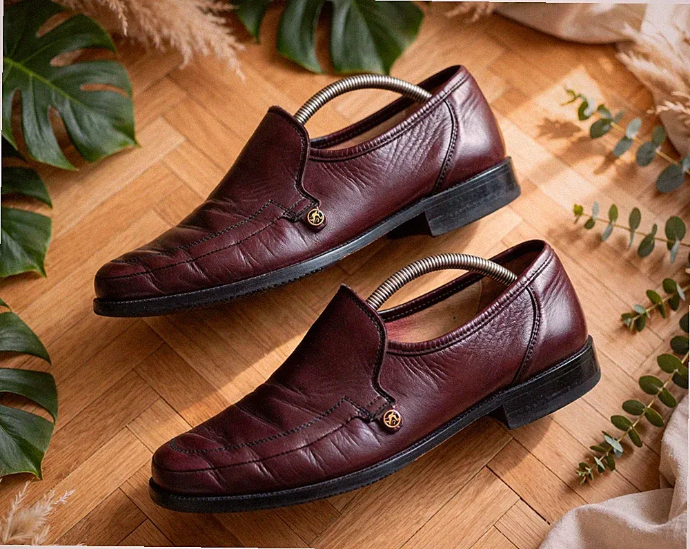 👞 Giorgio RICCI Herren Leder Halbschuhe bordeaux Made in Italy Gr. 44 SEHR GUTER ZUSTAND 👞