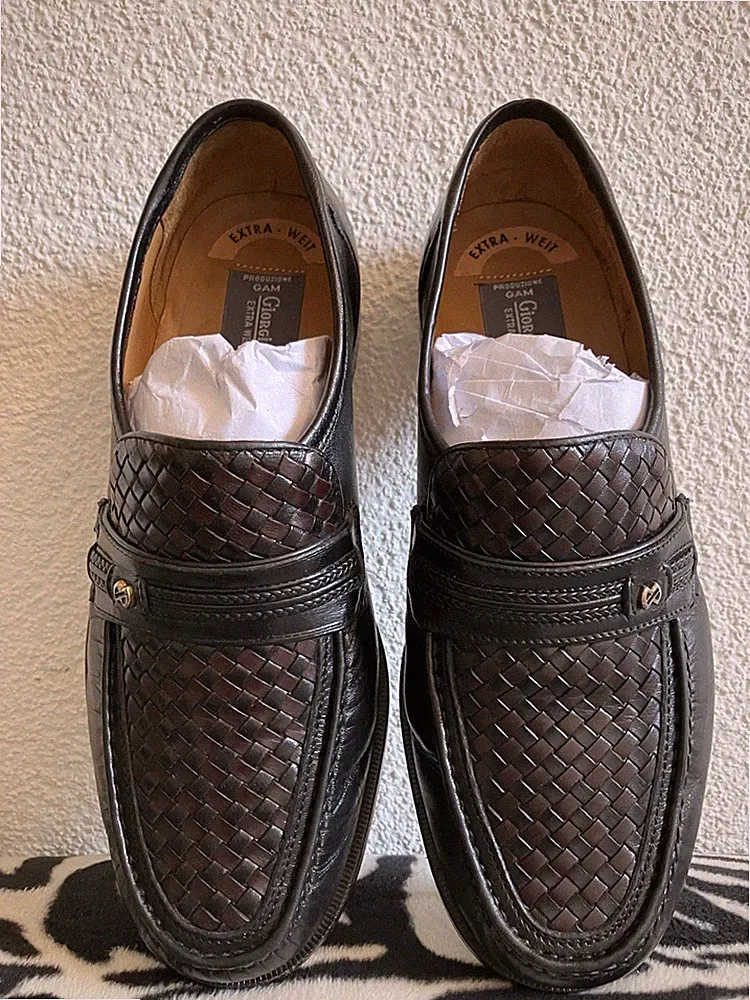 Giorgio Ricci Italien Männer Halbschuh Loafer Gr.43 1/2 extra Weit Schwarz/braun