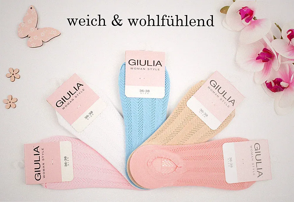 Giulia 4 Paar atmungsaktive rutschfeste Sneaker Socken für Damen