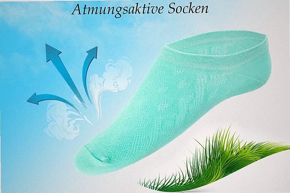 Giulia 4 Paar atmungsaktive rutschfeste Sneaker Socken für Damen Füßlinge