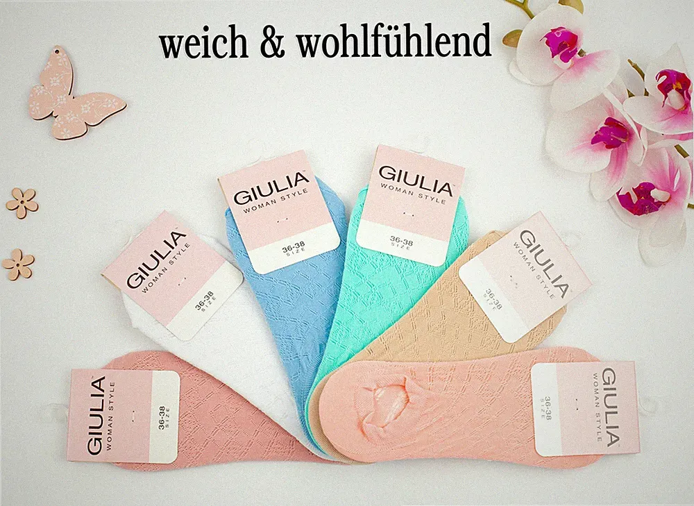 Giulia 4 Paar rutschfeste Sneaker Socken für Damen Footies Füßlinge