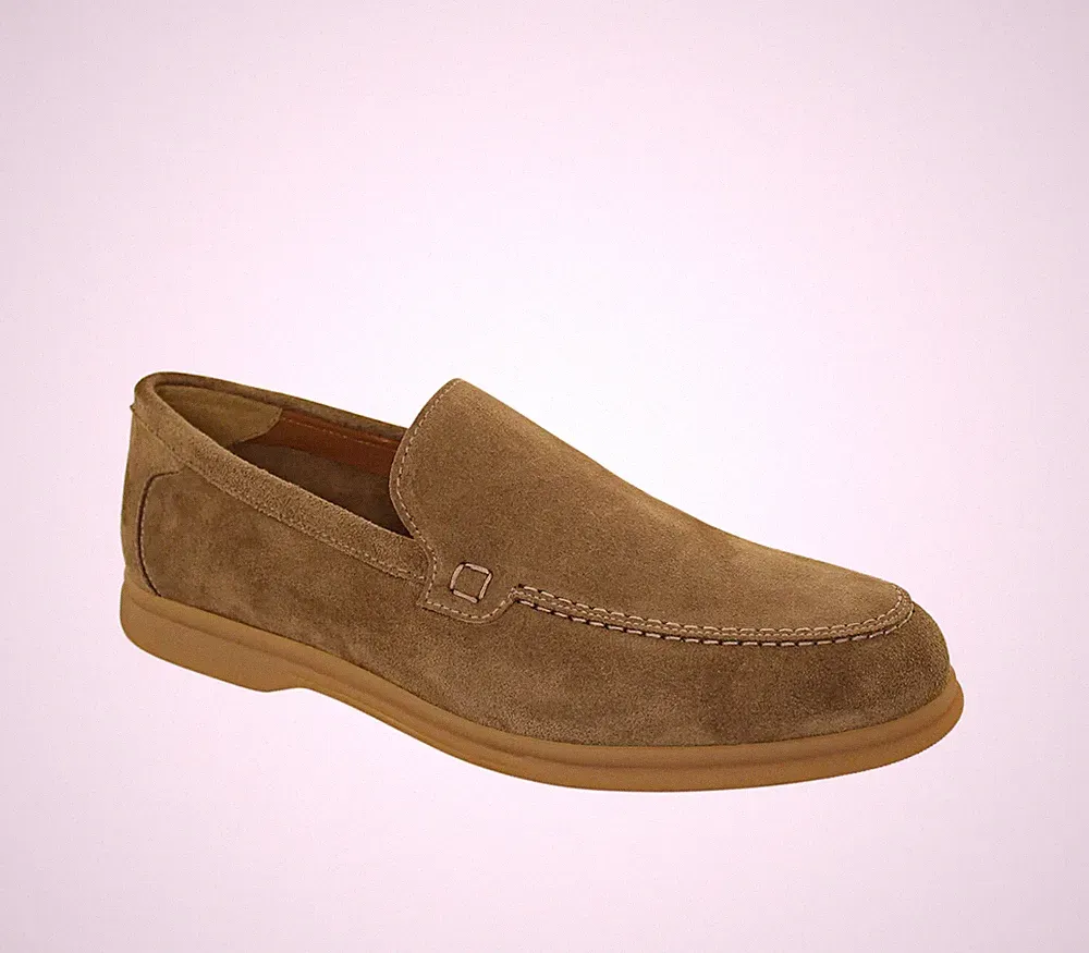 Glatter Halbschuh mit Doucal's Wildleder beige mit weißem Gummiboden DU3267